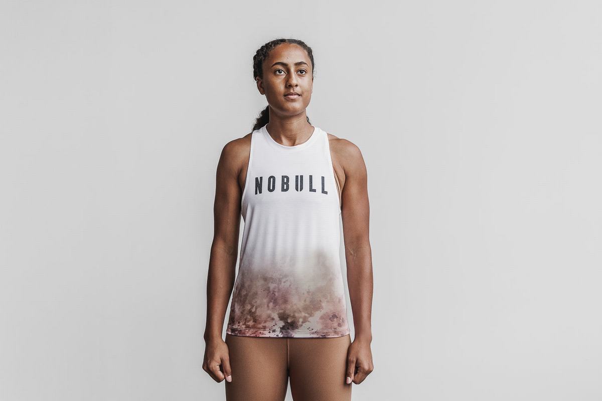 Nobull High-Neck Dip-Dye Women\'s Tank Tops White | Australia (MO5924)